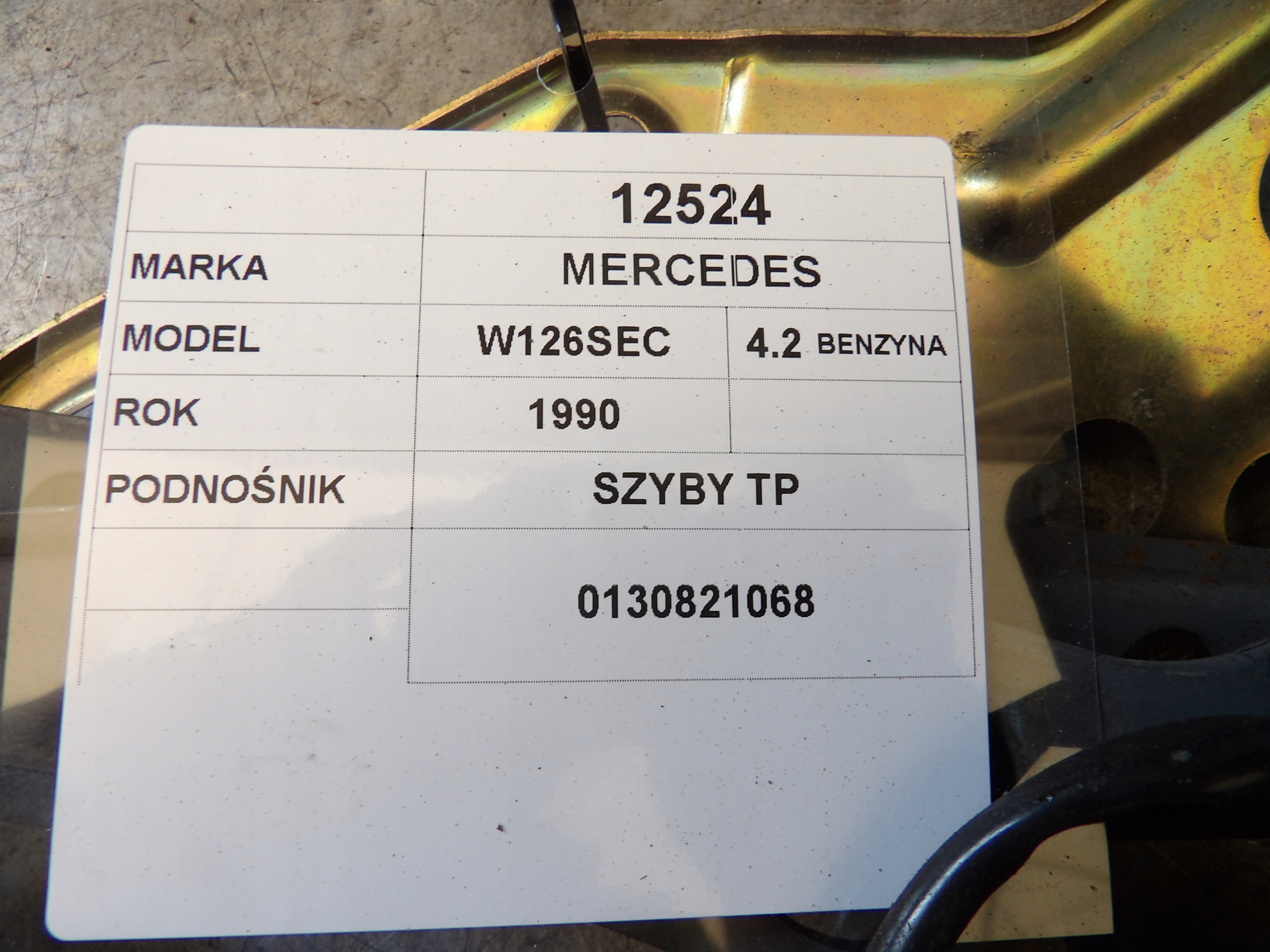 Mercedes W126 Coupe podnośnik szyby tył prawy Typ samochodu Samochody osobowe