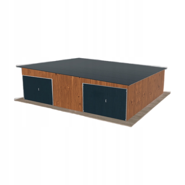 Plechová garáž 8.5x7.5 m s dvoupolohovým spádem vpravo Zlatý dub