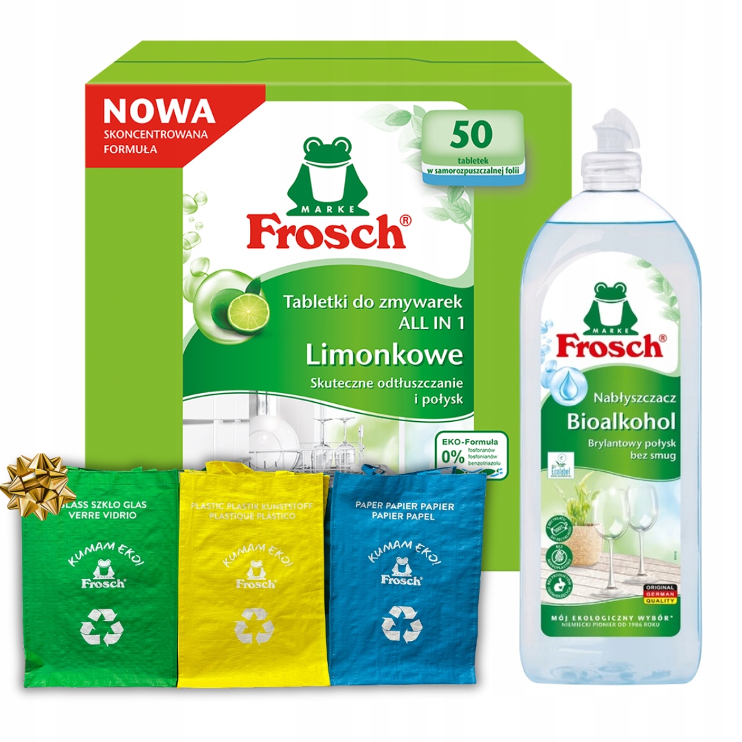 Levně Frosch Limon Tablety do myčky 50 ks Směs leštidla 2 ks Dárek