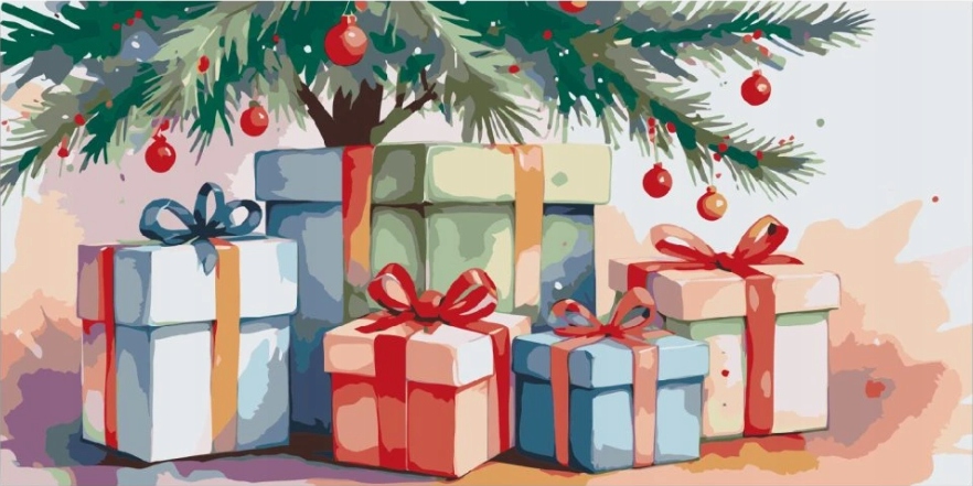 Malování Podle Čísel Vánoční Dárek stromeček Velký 40x80cm