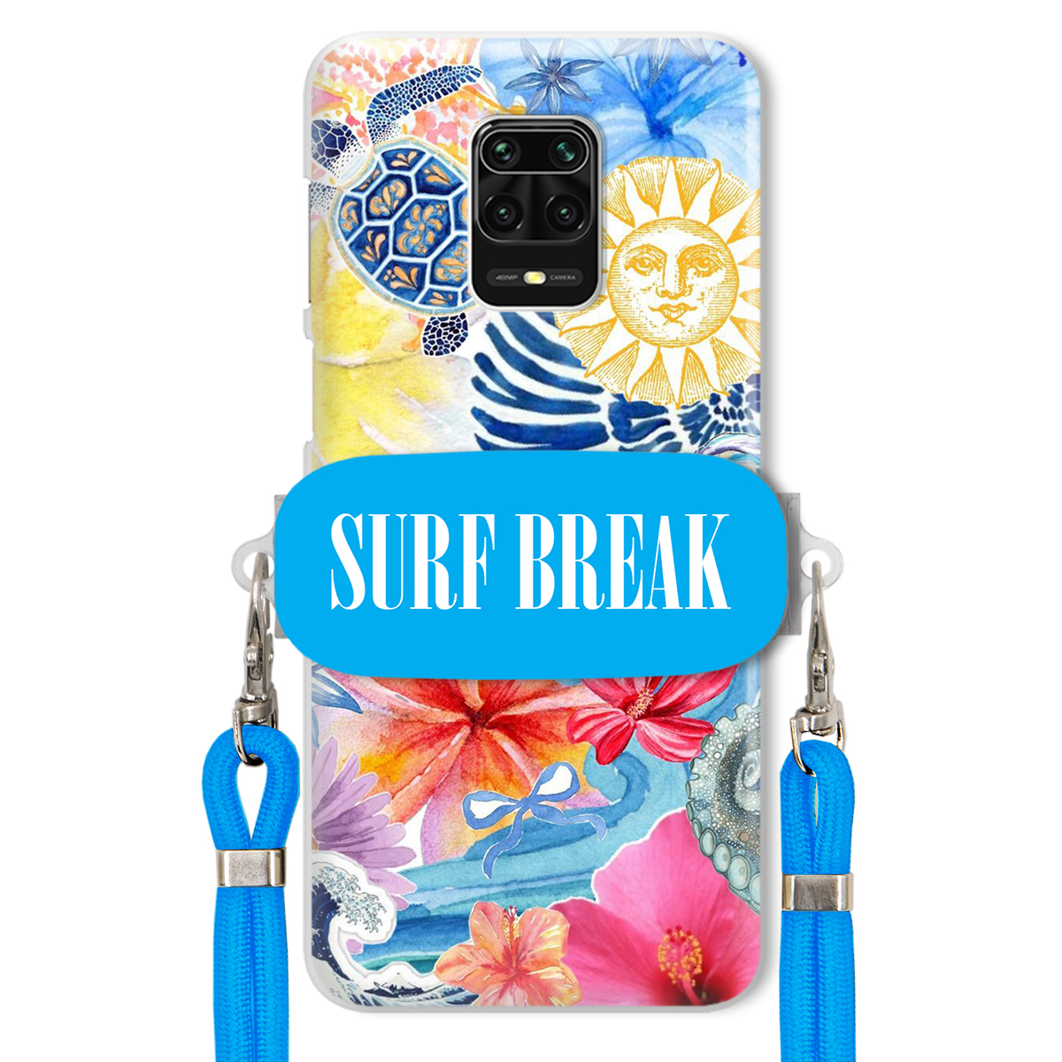 Pouzdro pro Xiaomi Redmi Note 9S Modré vodítko držák Surf Break Lata