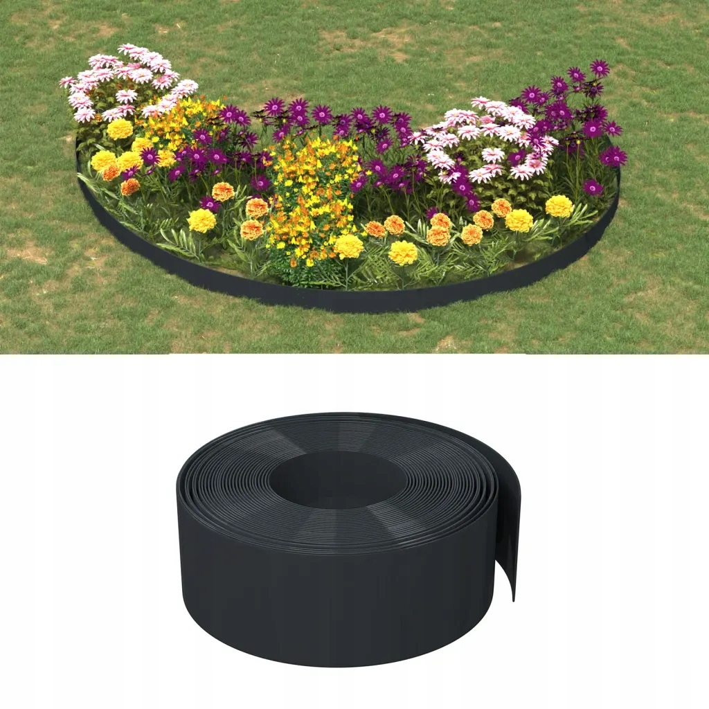 Travní lemy 5 ks černé 10 m 20 cm polyethylen Černý 3155459