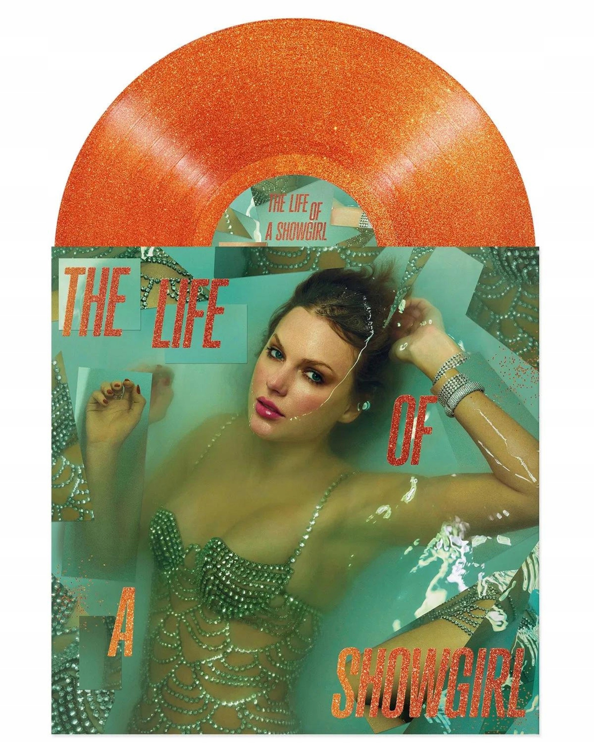 Taylor Swift The Life of a Showgirl Orange Glitter Winyl 1LP Perfume Edit.