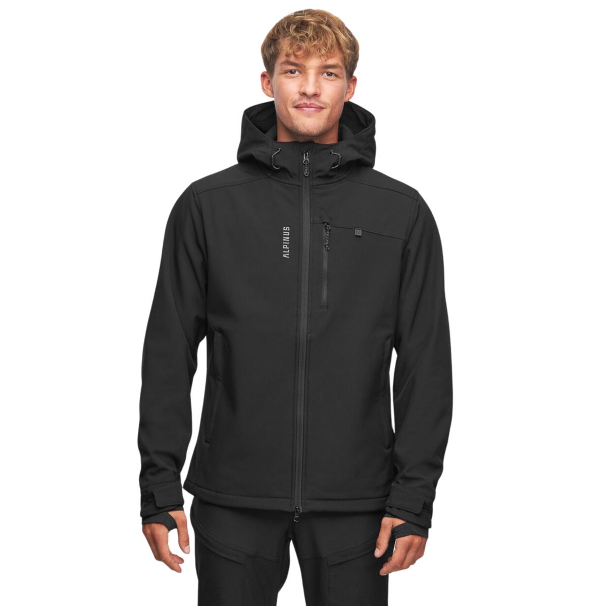 Kurtka Softshell Alpinus Męska Przeciwdeszczowa Aso Czarna Z Kapturem XL