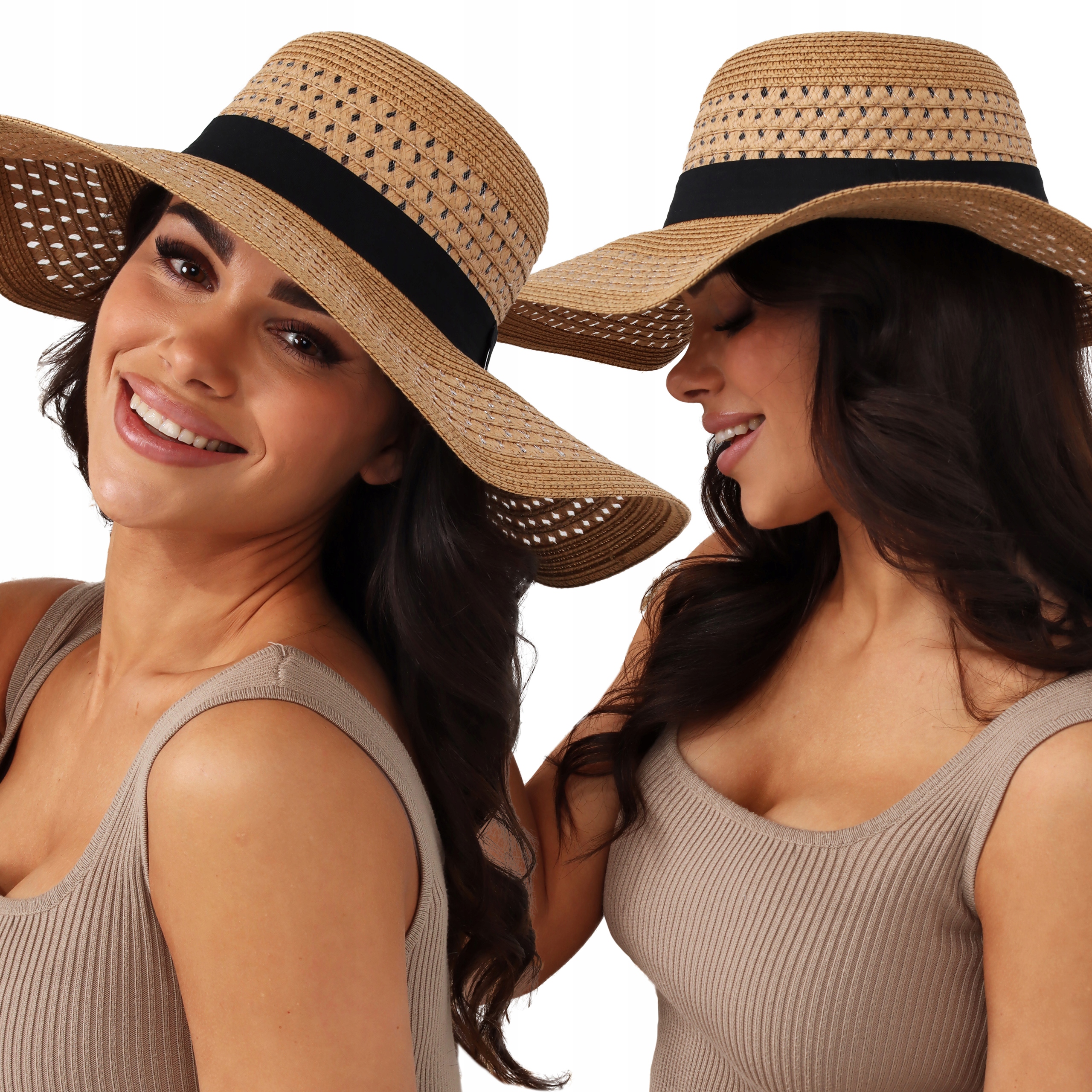 

Kapelusz Damski Bucket Hat Słomkowy Letni Camelowy