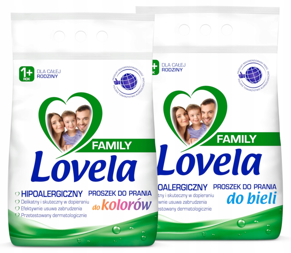 Levně Sada Lovela Family Prací prášek na bílé a barevné prádlo 2 x 2,1 kg 56 praní