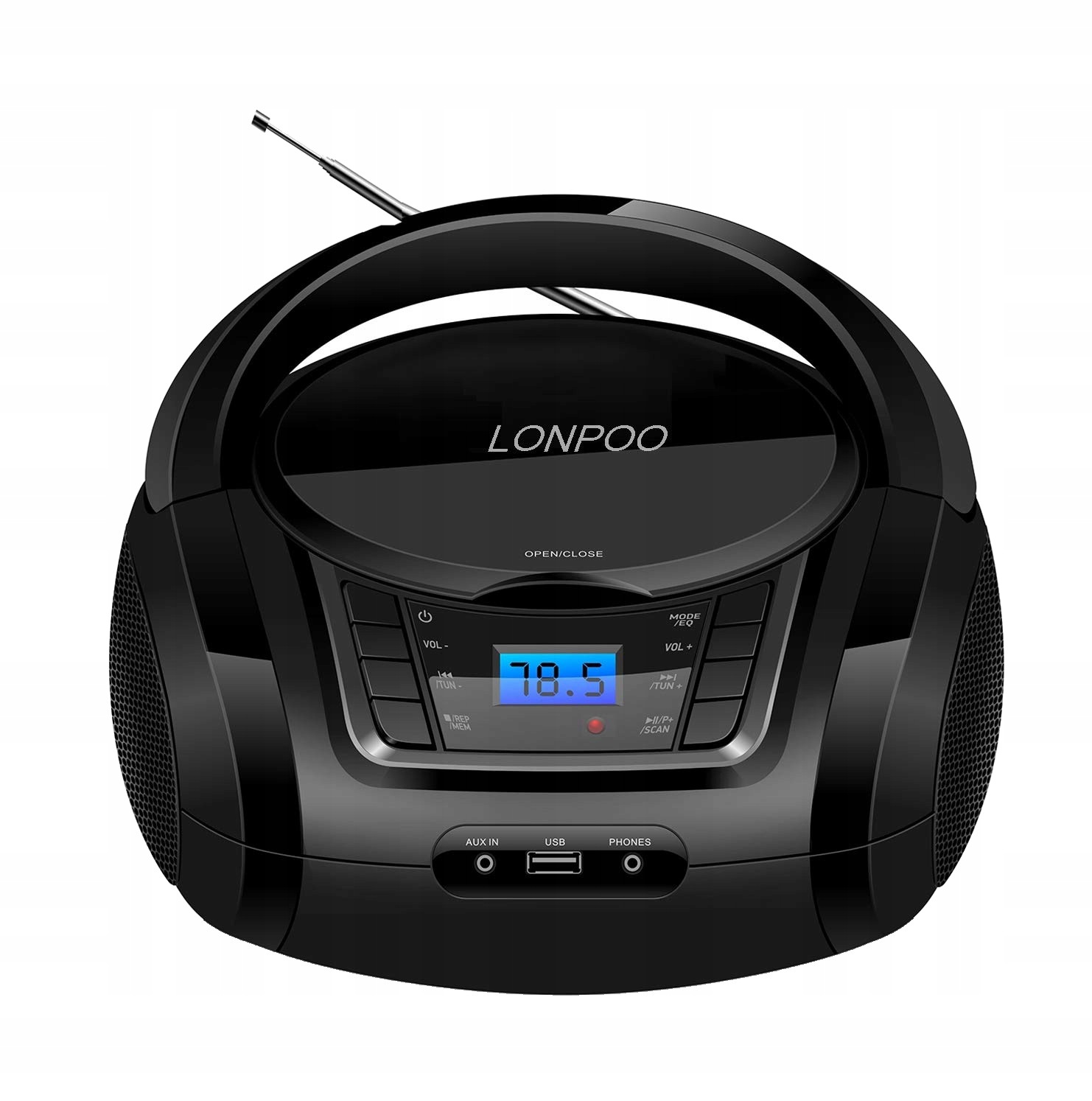 Lonpoo LP-D03B Boombox Odtwarzacz CD MP3 Radio Fm Bluetooth Usb Aux 2 x 2 W