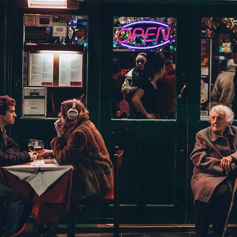 Neon PLEXI LED OPEN Otwarte USB 5V 1A Ściemniacz Reklama Tabliczka Sklep Marka Forever Light