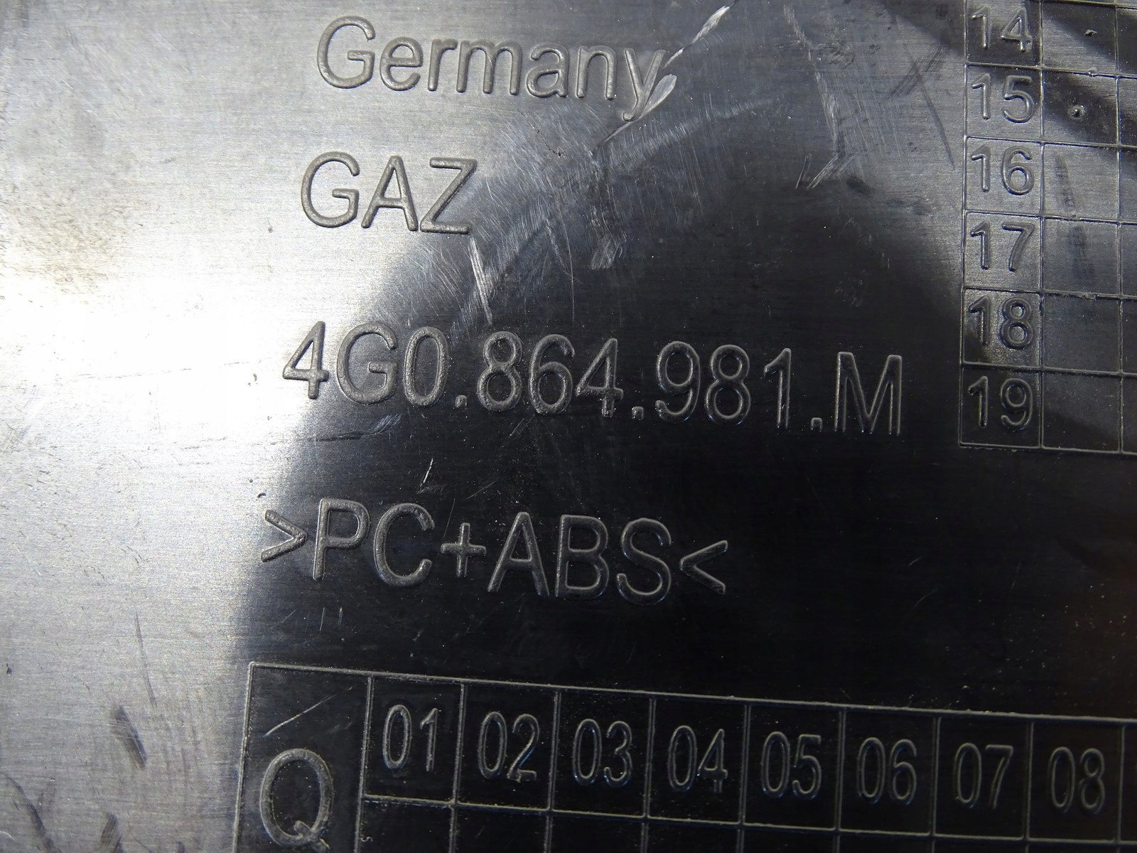 Handschuhfach Abdeckung, Hutablage LADOWARKI INDUKCYJNEJ AUDI A6 C7 4G0864981M