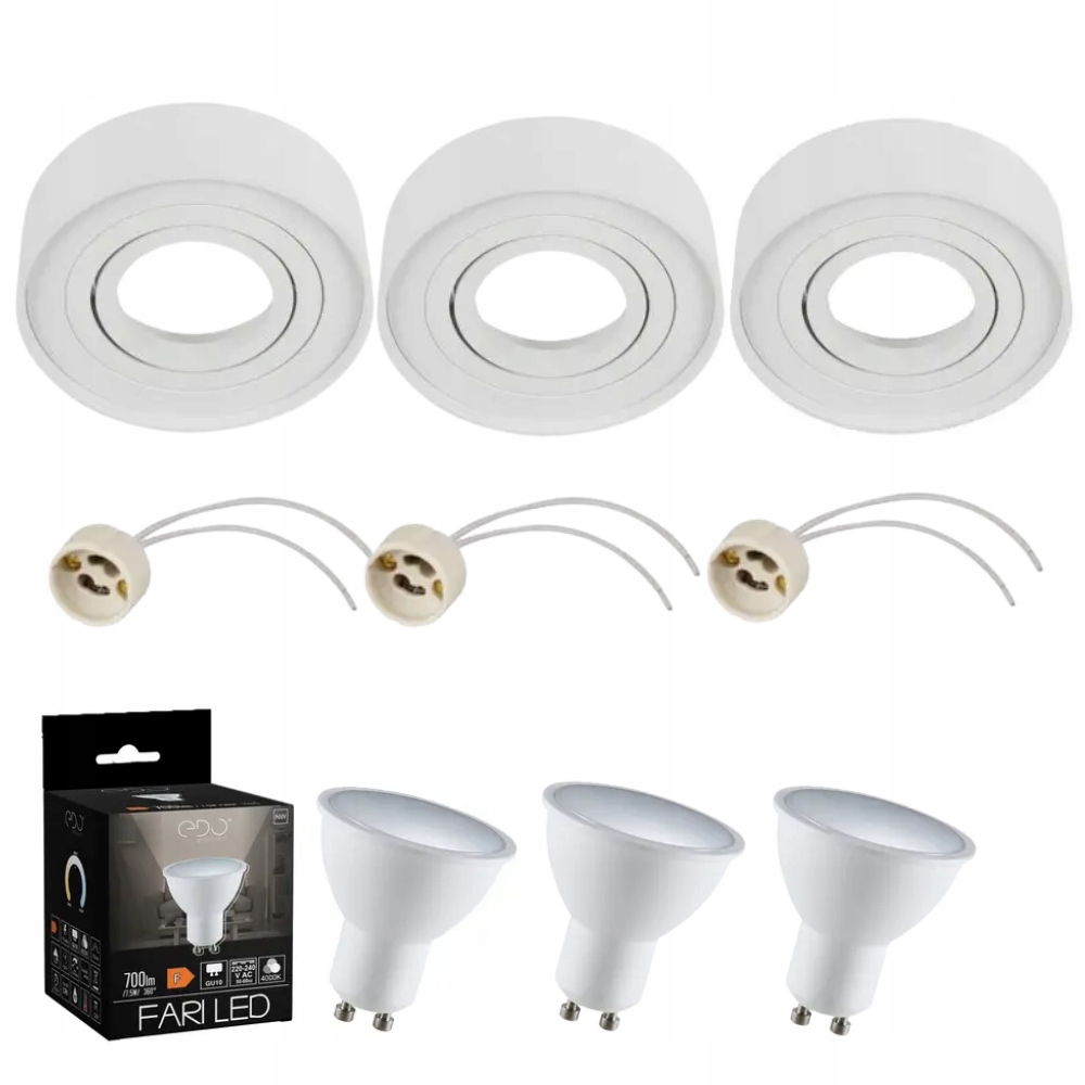 3x Oprawa podtynkowa oczko białe 3x żarówka GU10 ciepła