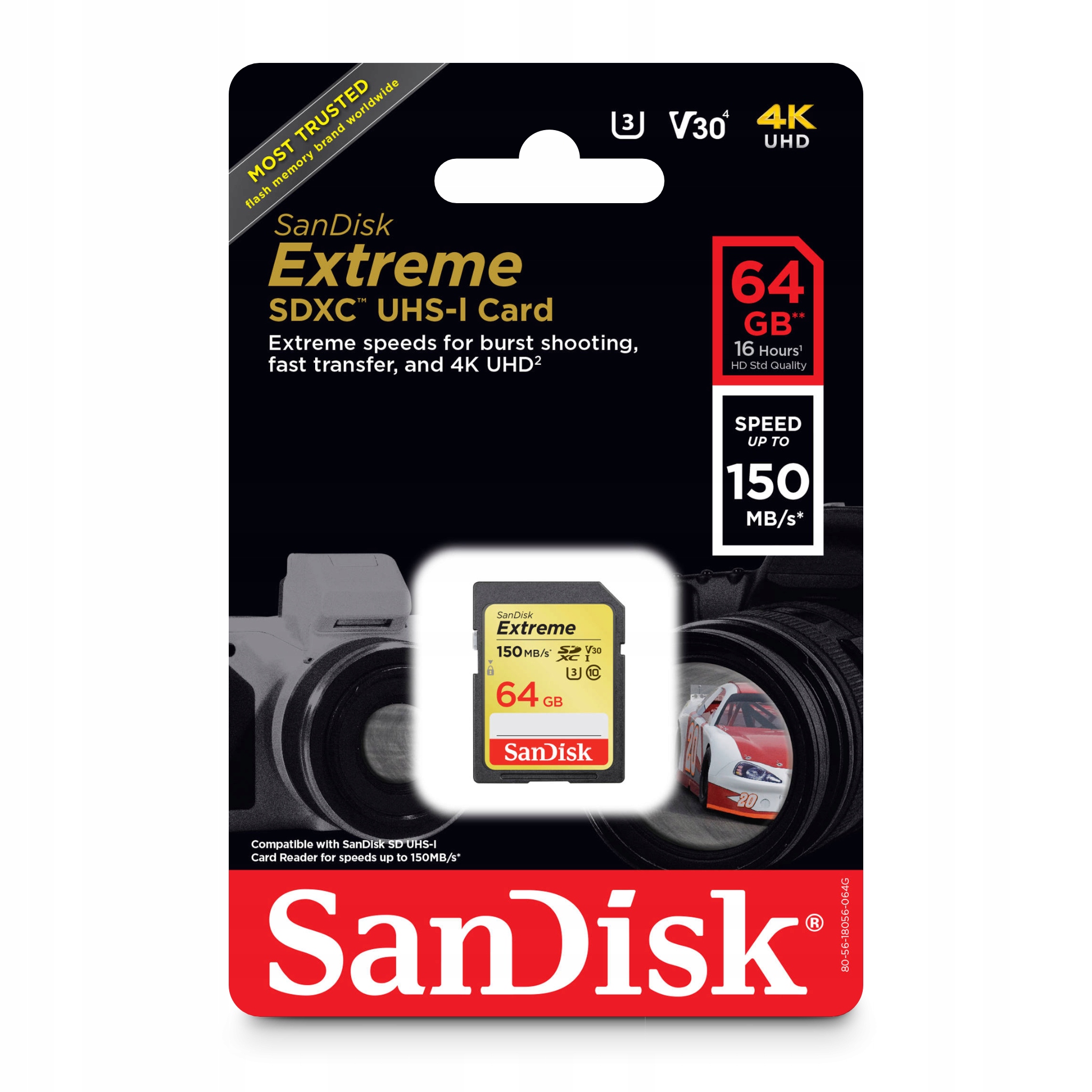 SANDISK 64 GB micro SD XC UHS3 EXTREME 160MB/s V30
