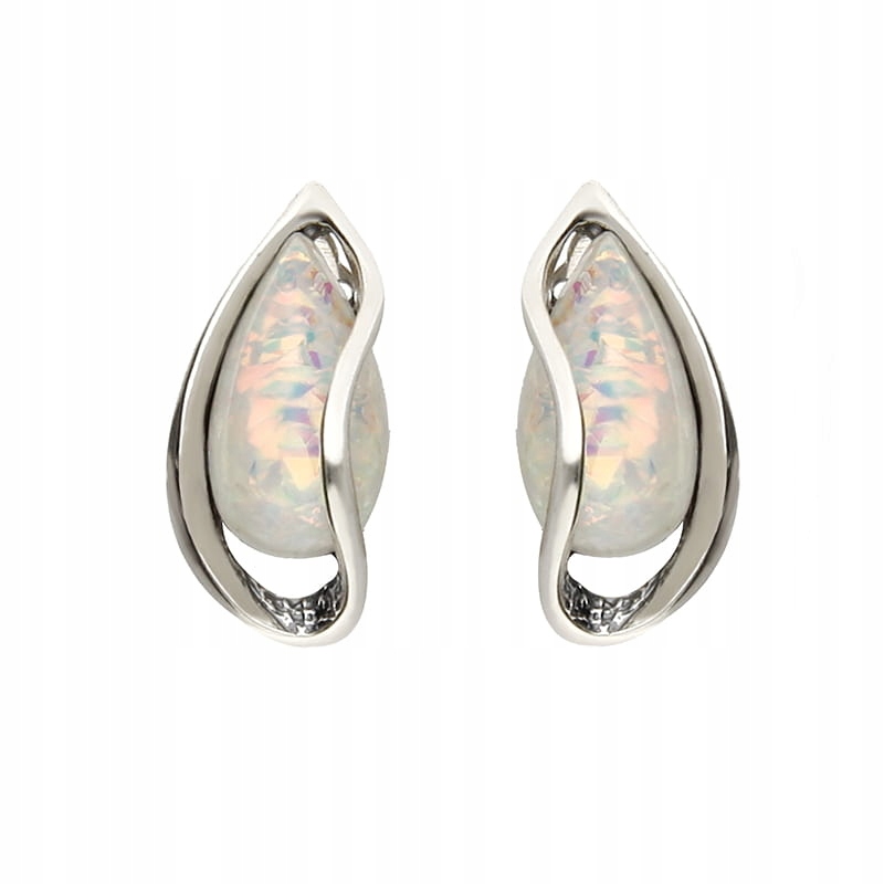 Stříbrné Opalizující Klipsy K438