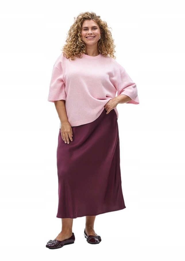 Zizzi Saténová Bordó Sukně MIDI 441A 52