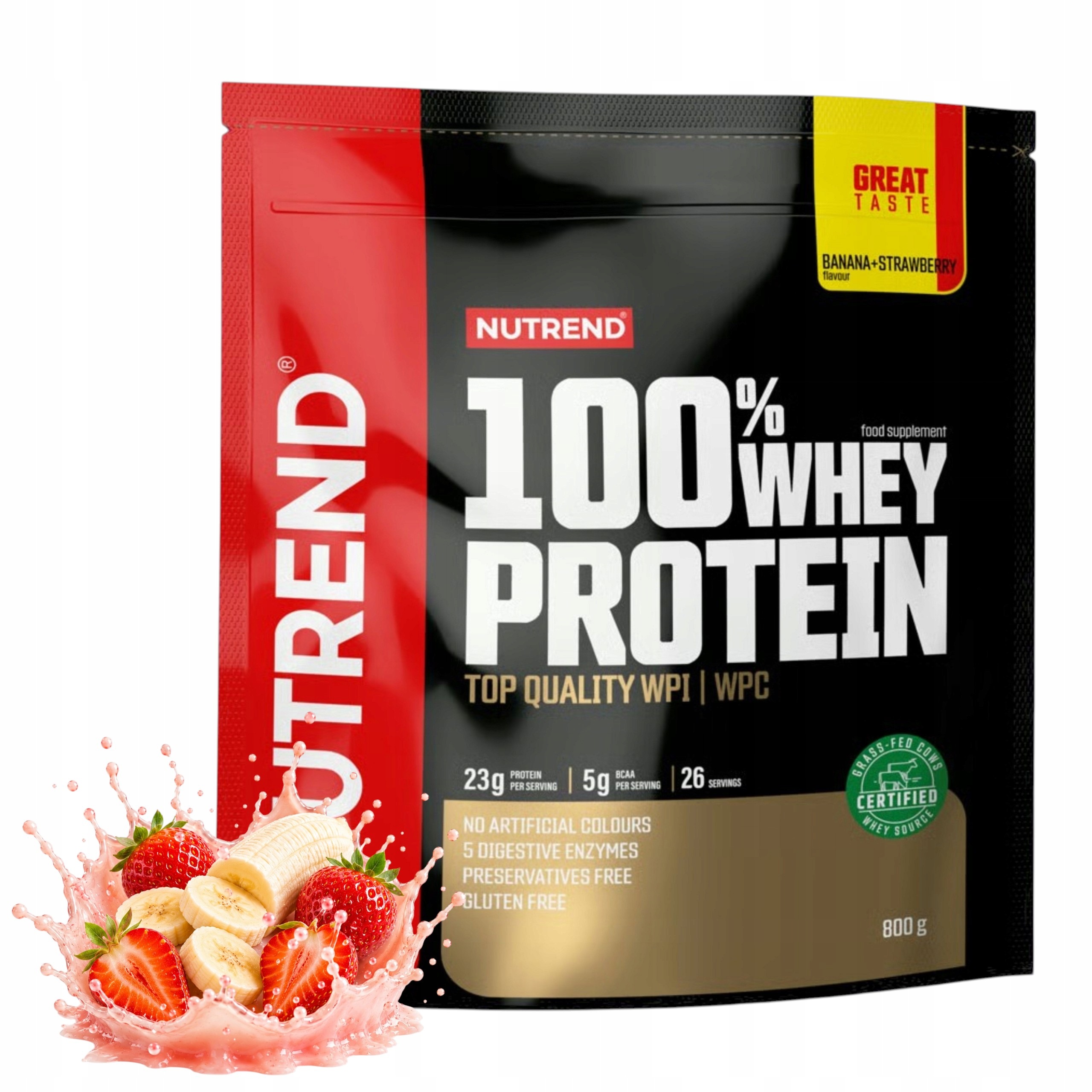Protein Nutrend 100% Whey Protein Wpc Wpi 800 g Banán Jahoda Bcaa Doplněk Stravy
