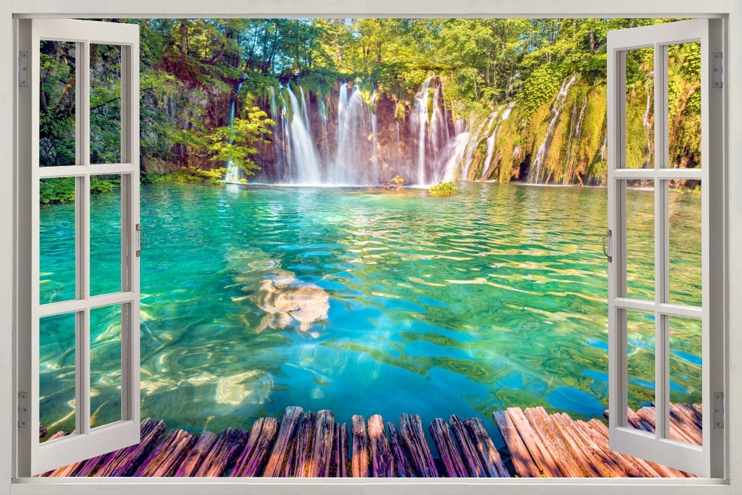 

Obraz widok przez okno wodospady krk chorwac 70x50