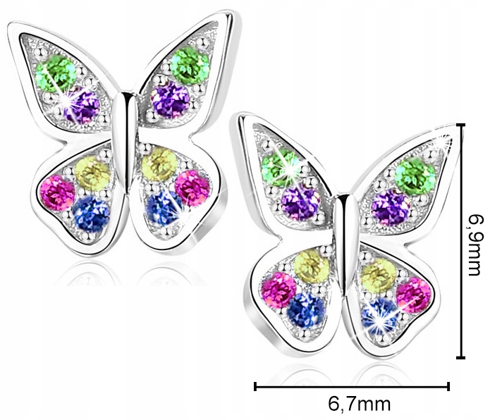 KOLCZYKI SREBRNE DLA DZIEWCZYNKI MOTYLKI, KOLCZYKI WKRĘTKI SZTYFTY SREBRO Kod producenta kolczyki dla Dzieci dziecka córki wnuczki