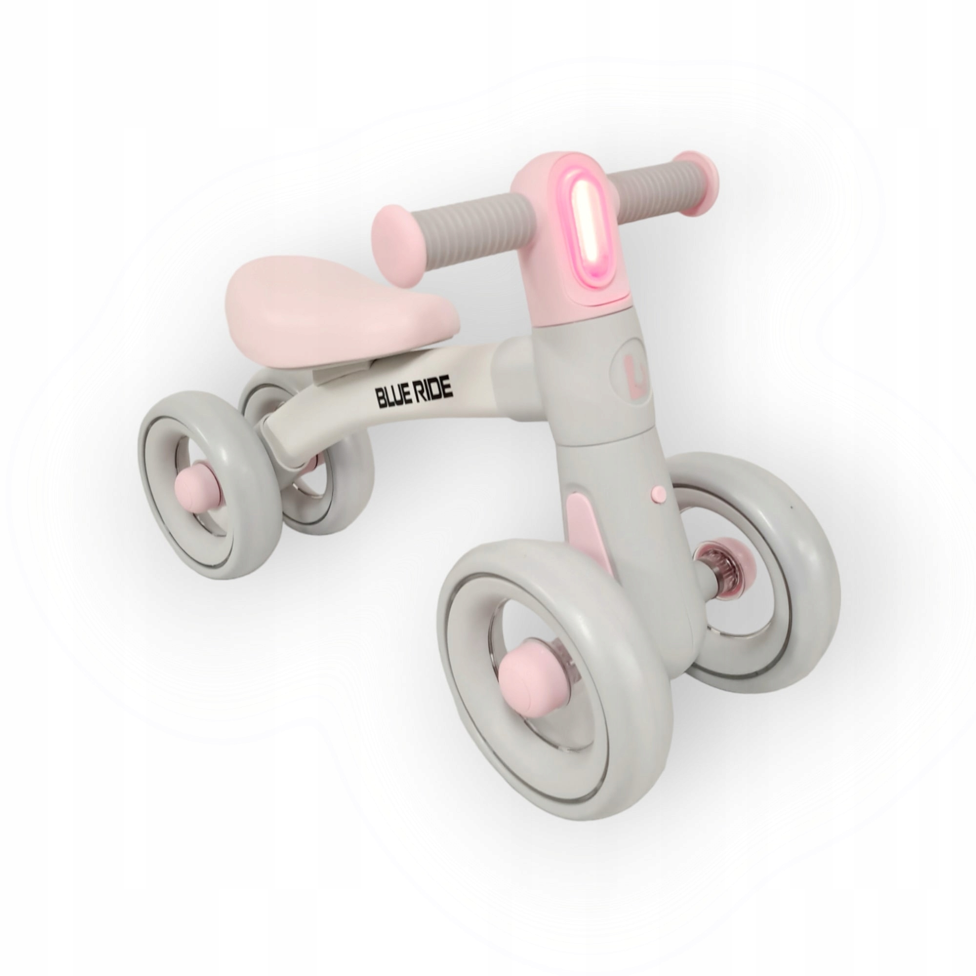 Rowerek biegowy pchacz na roczek Ari jeździk lampka szary różowy