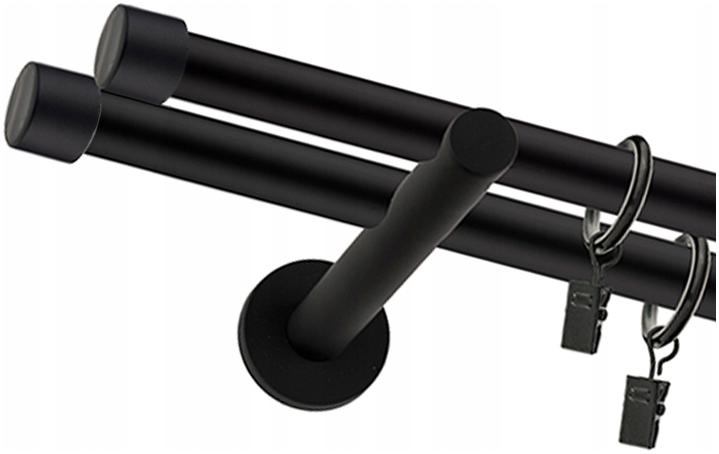 KARNISZ PODWÓJNY PROSTY 19mm 480cm BIAŁY CZARNY