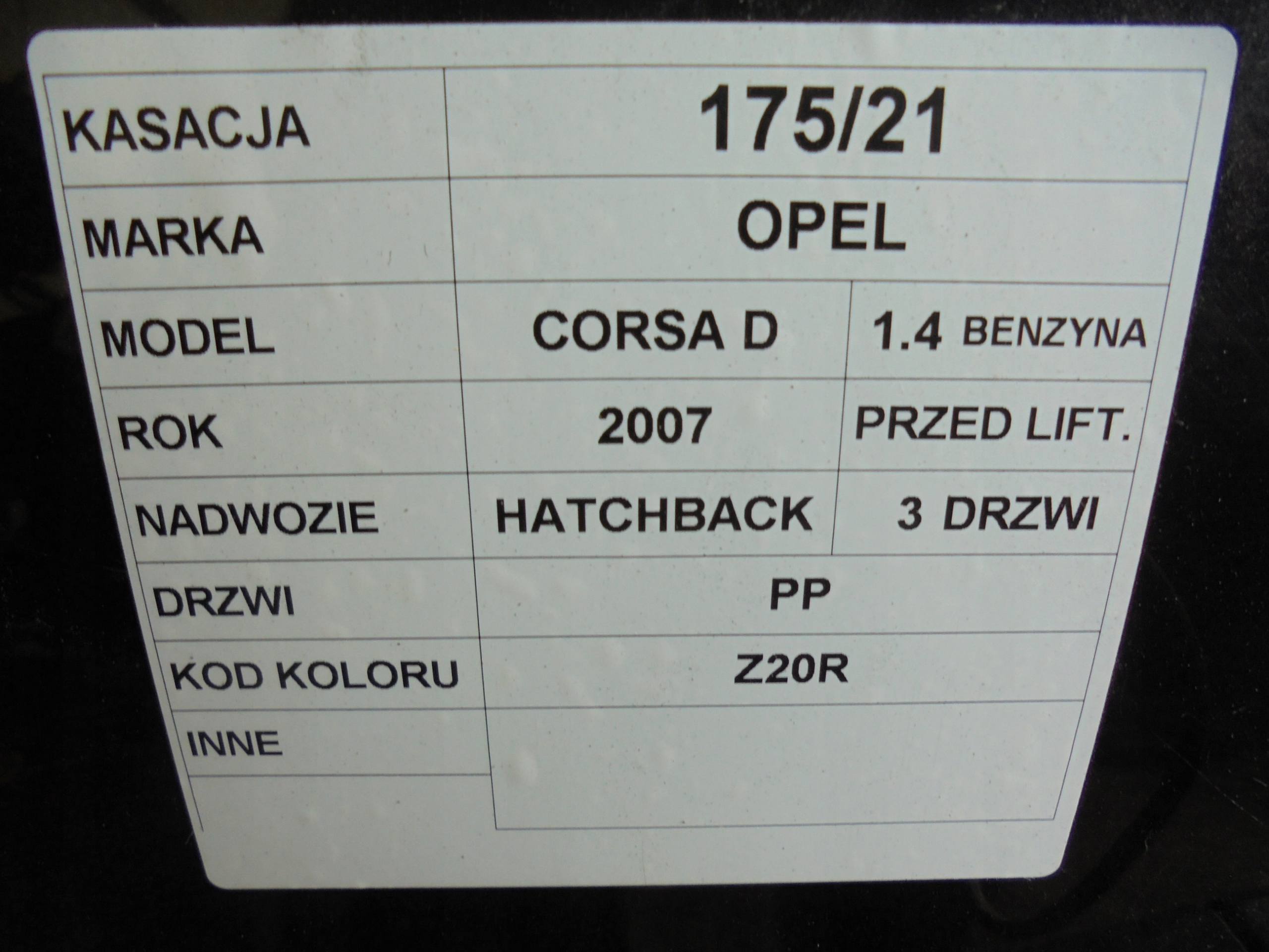 door front right Opel Corsa D 1,4B Z20R