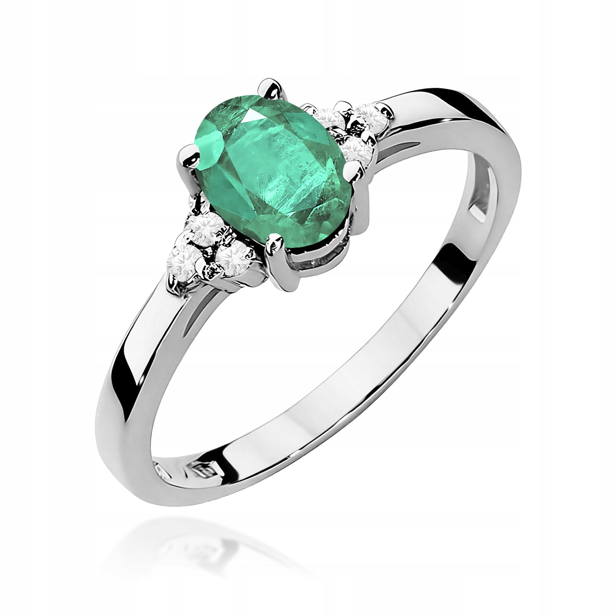 Prstýnek z bílého zlata 585 s očkem smaragd, elegantní, zásnubní