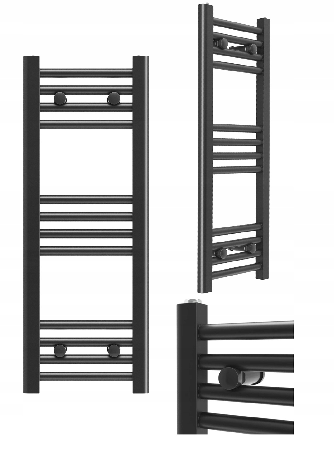 Kúpeľňový Radiátor Čierny 30x80 cm Rebríkový Moderný Breno