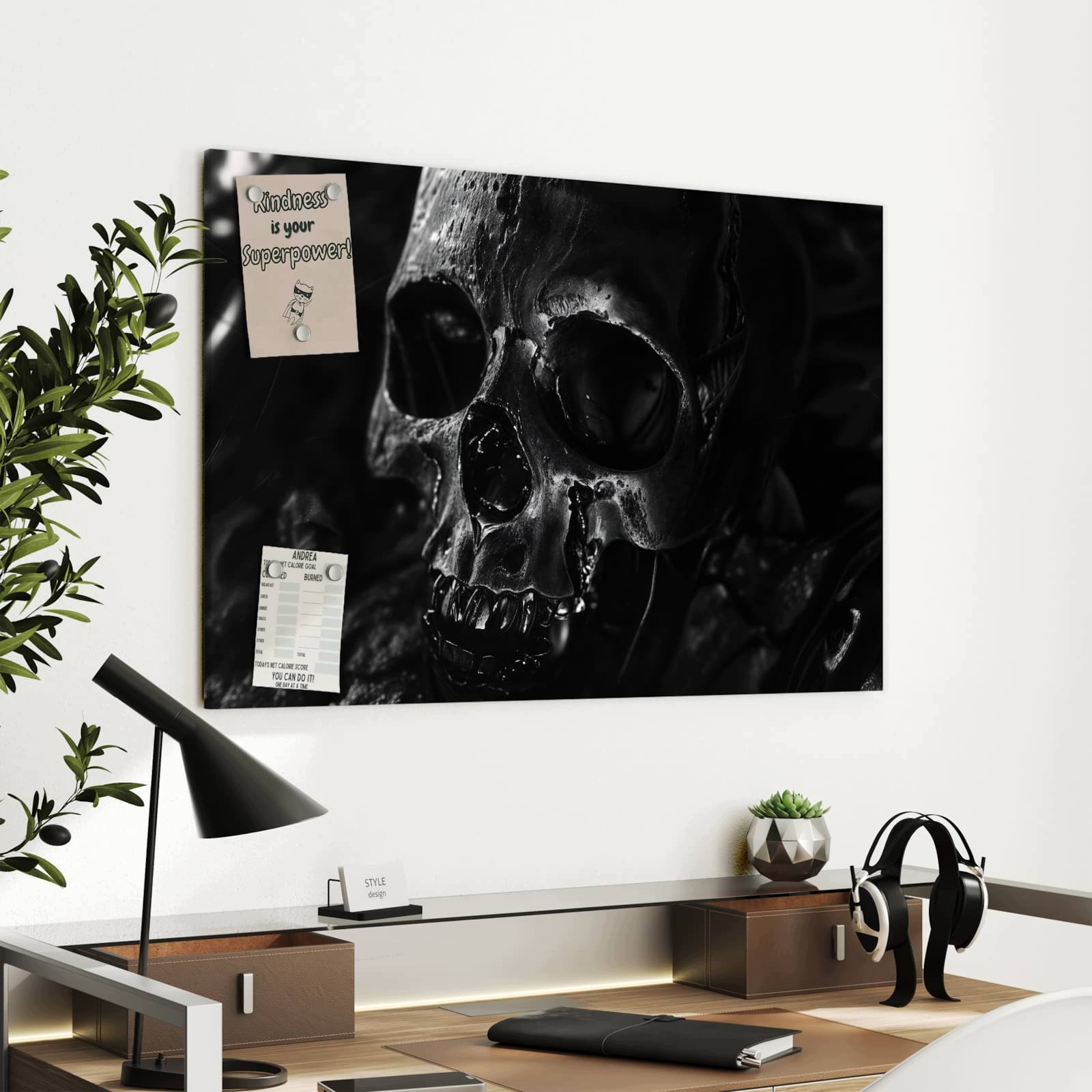 Magnetická tabule Fotografie czaszki 90 × 60 cm