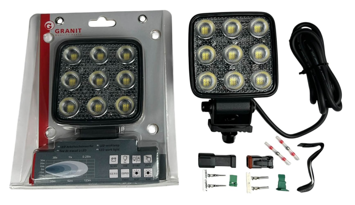 Reflektor roboczy LED kwadratowy 36 LED z mocowaniem M10
