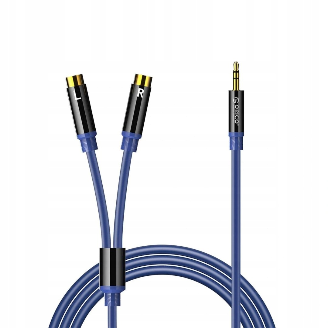 Kabel audio Orico Axrf mini jack 3.5 mm do 2x Rca żeńskiego 1.5 m niebies