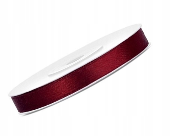 

tasiemka Bordo wstążka 12mm, 25m bordowa satynowa