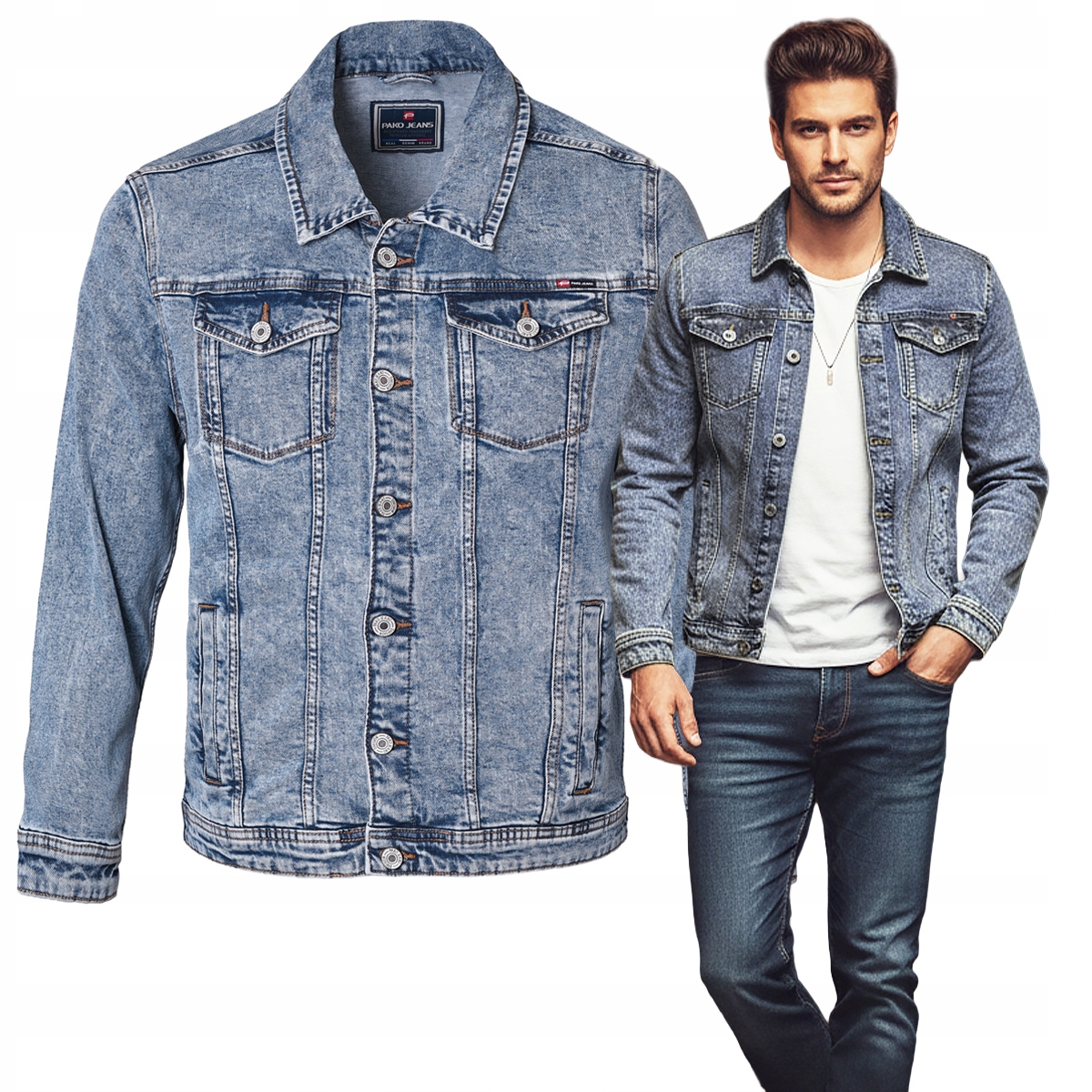 Pánská přechodová džínová bunda Katana Jacob Modrá 3XL Pako Jeans