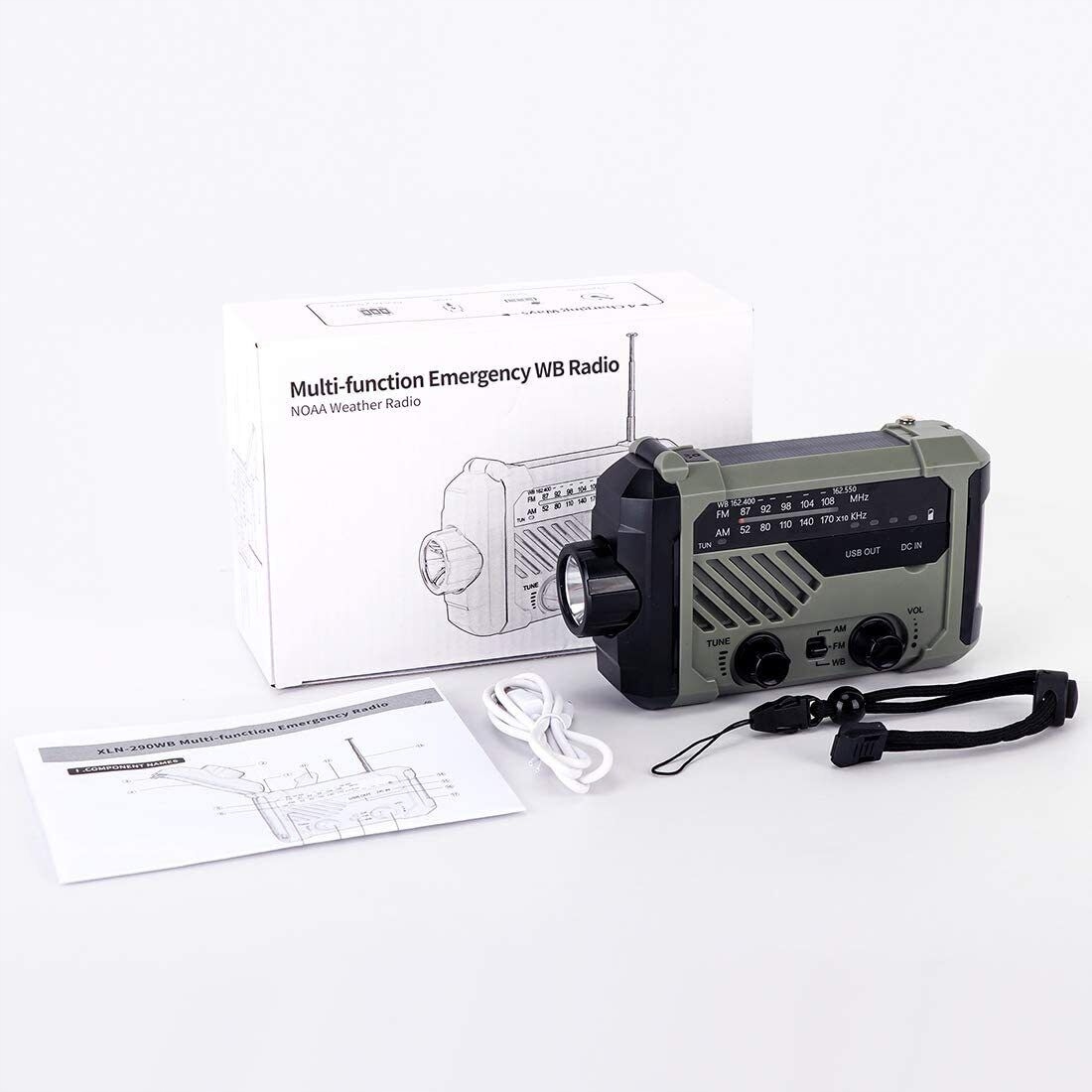 AWARYJNE RADIO SOLARNE PRZENOŚNE RADIO Z KORBĄ RADIO SOLARNE AM/FM 2000MAH Funkcje inne