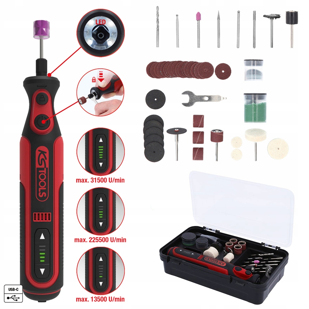 ZESTAW WIELOFUNKCYJNYCH NARZĘDZI AKUMULATOROWYCH KS TOOLS 515.3990 Moc 100 W