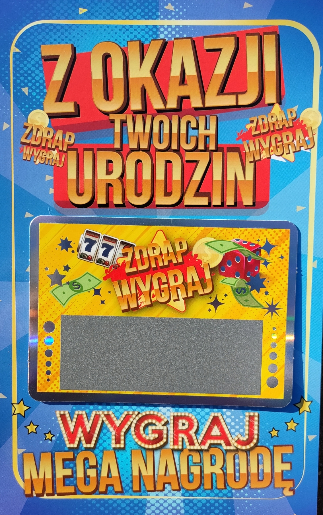 

Kartka ze zdrapką na urodziny męskie Niego