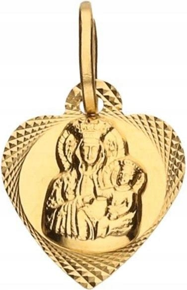 Zlatý medailonek 585 srdce Panna Maria Čenstochovská přívěsek s Svaté Přijímání