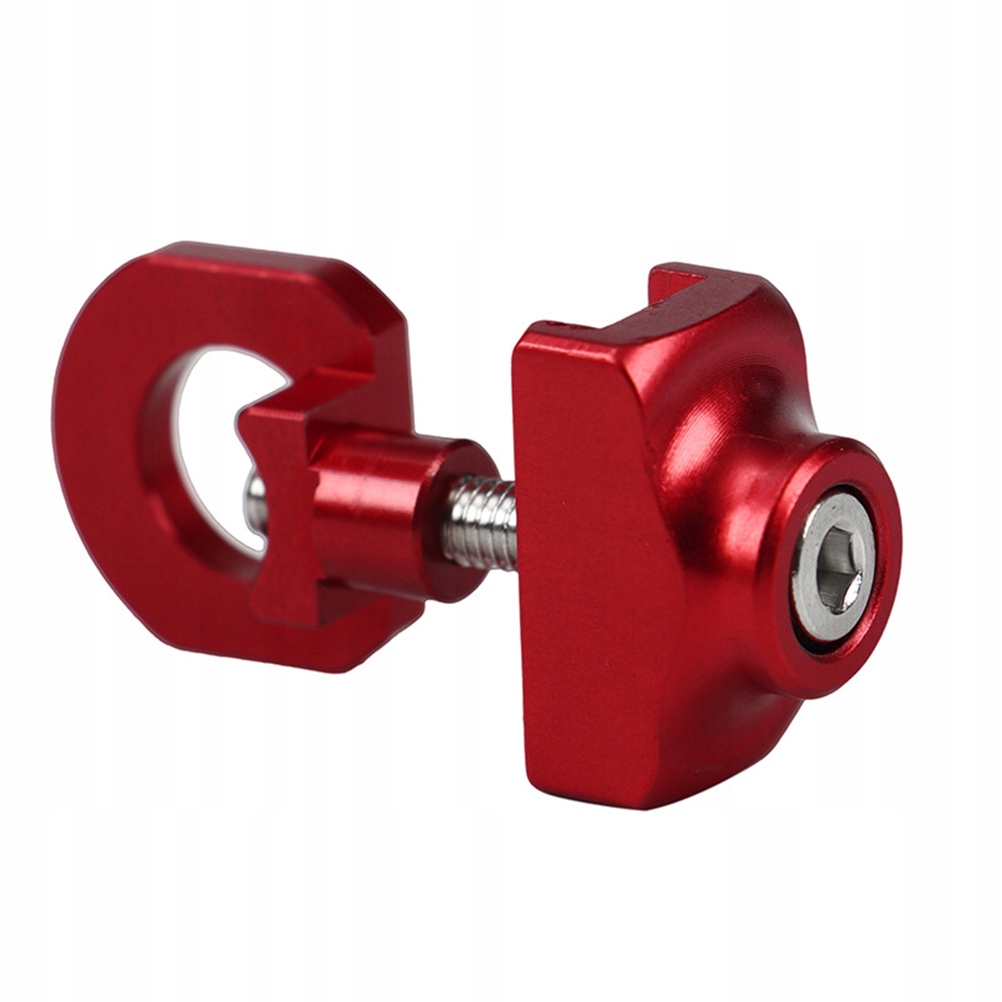 Czerwony metalowy regulator łańcucha do rowerów składanych