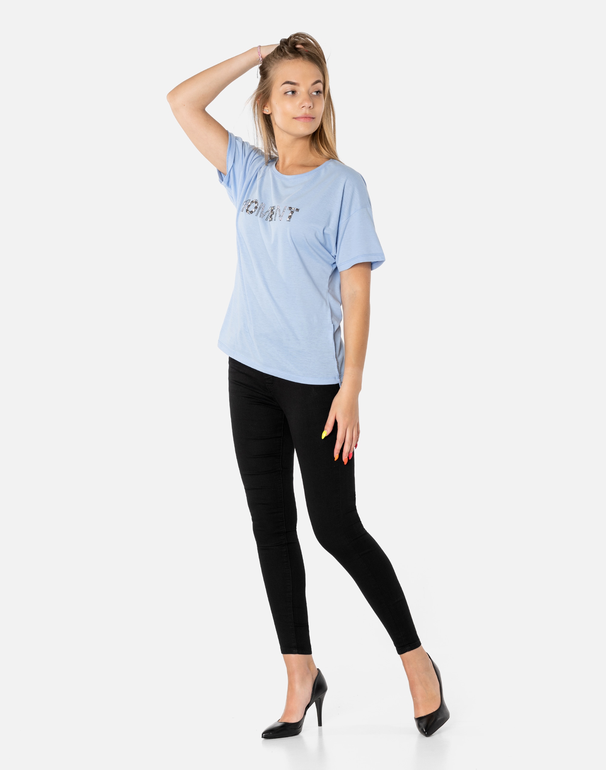 Czarne Spodnie Rurki Push-Up Damskie ze Streczem Wysoki Stan 3822-13 r 30 Marka M.Sara