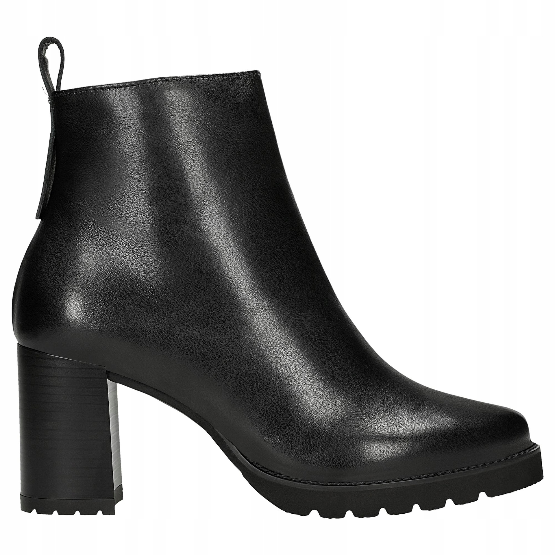 Černé kožené kotníkové kotníkové boty s plochým podpatkem vel. 39