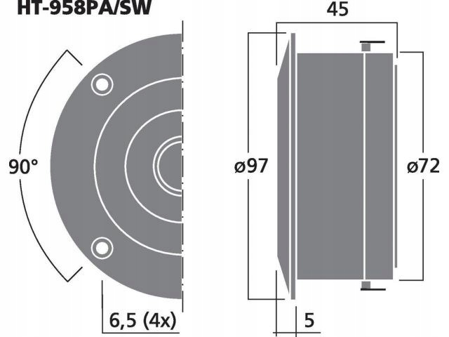 MONACOR HT-958PA/SW Wysokotonowy głośnik 60W 8ohm Model HT-958PA/SW