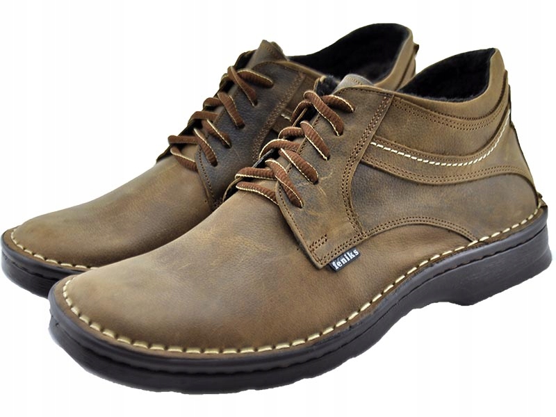 MĘSKIE POLSKIE TRZEWIKI SKÓRZANE 253 BRĄZ 43 Marka inna