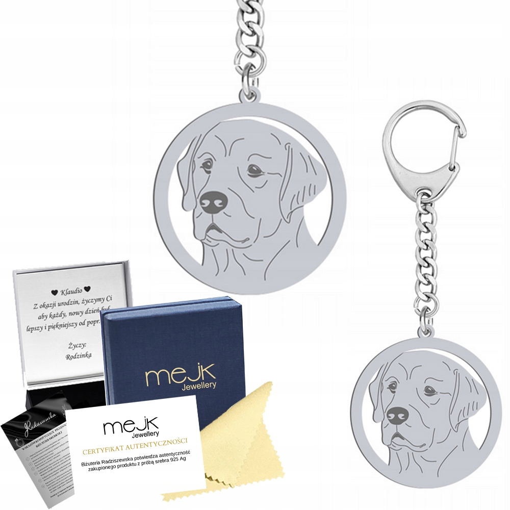 Přívěsek Na Klíče se psem Zlatý retrívr Stříbro925 Dárek Přívěsek Gravírování Bonus