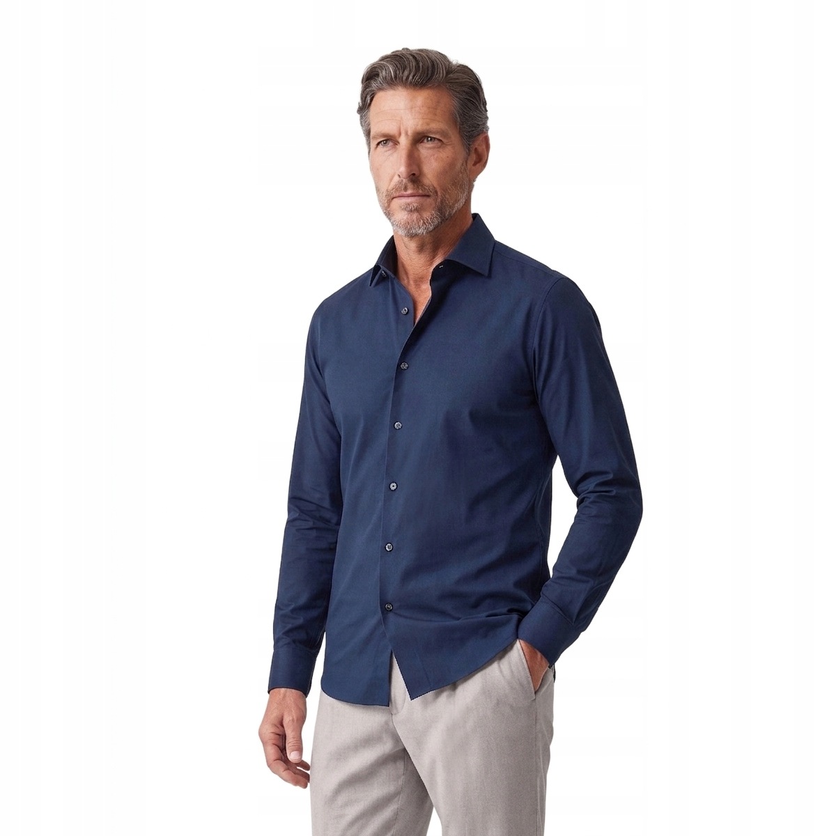 Tmavě modrá pánská košile Slim Fit s dlouhým rukávem Pako Lorente vel 41-42/188-194