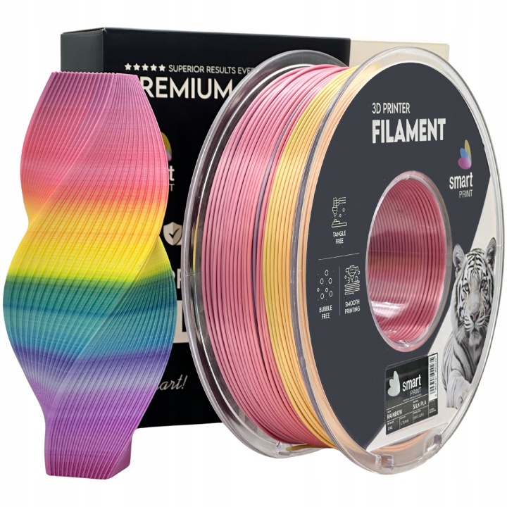 4 x Filament Smart Print Silk Pla Tęcza Kolorowy 1.75mm 1kg Błyszczący