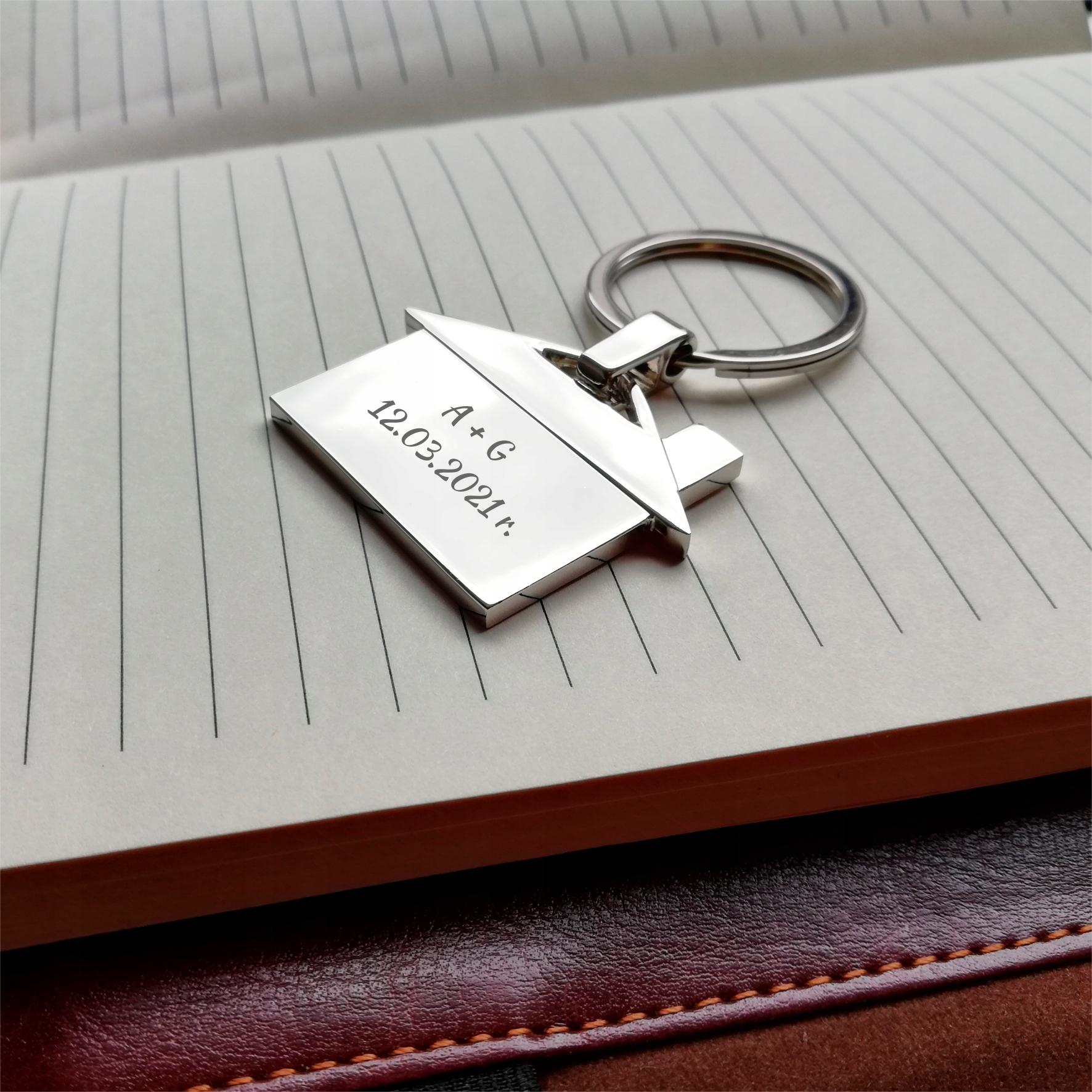 Brelok do kluczy DOM domek + GRAWER dwustronny Marka Bluecollection