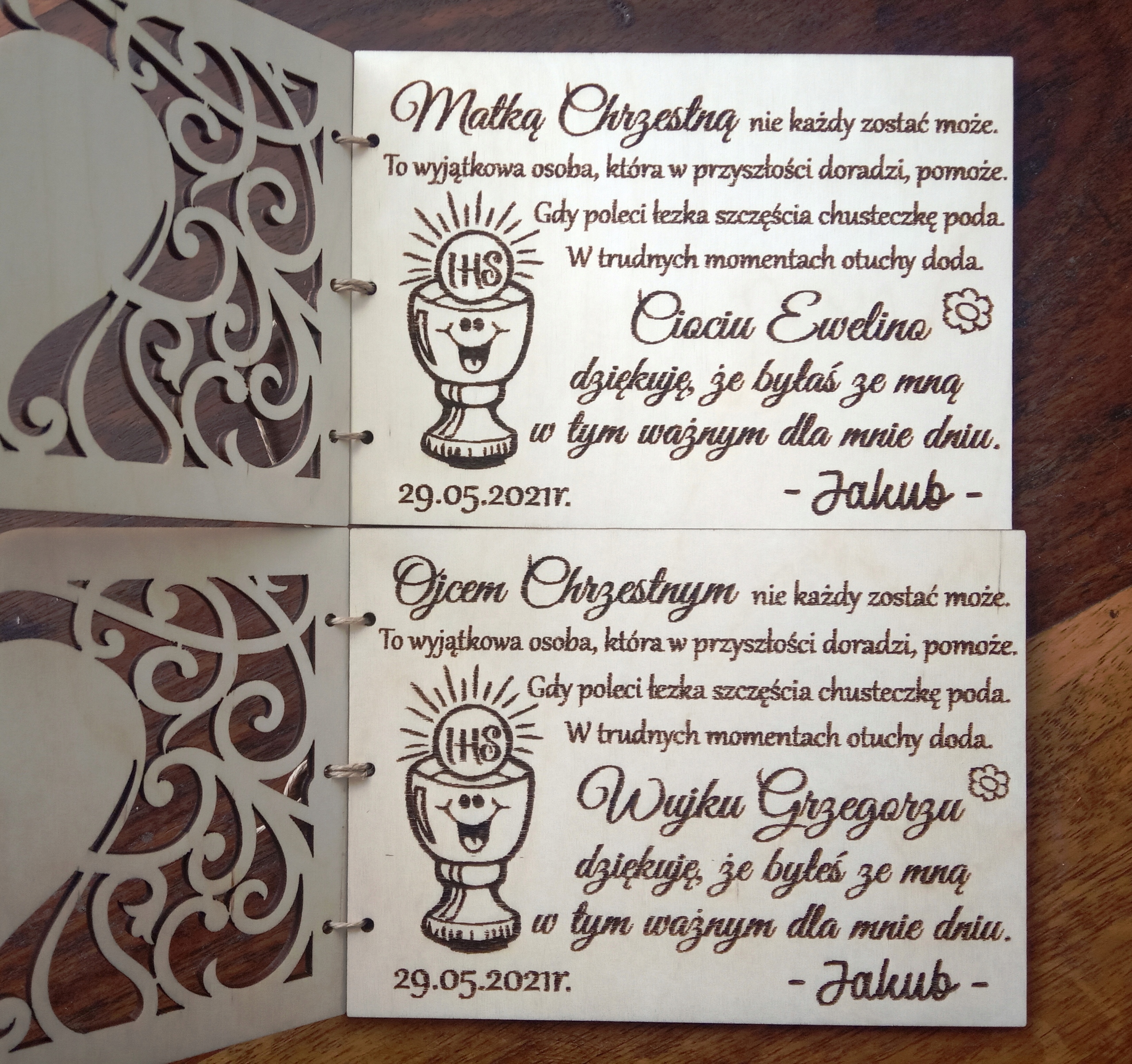 Podziękowanie dla Chrzestnych Komunia Święta Okazje komunia