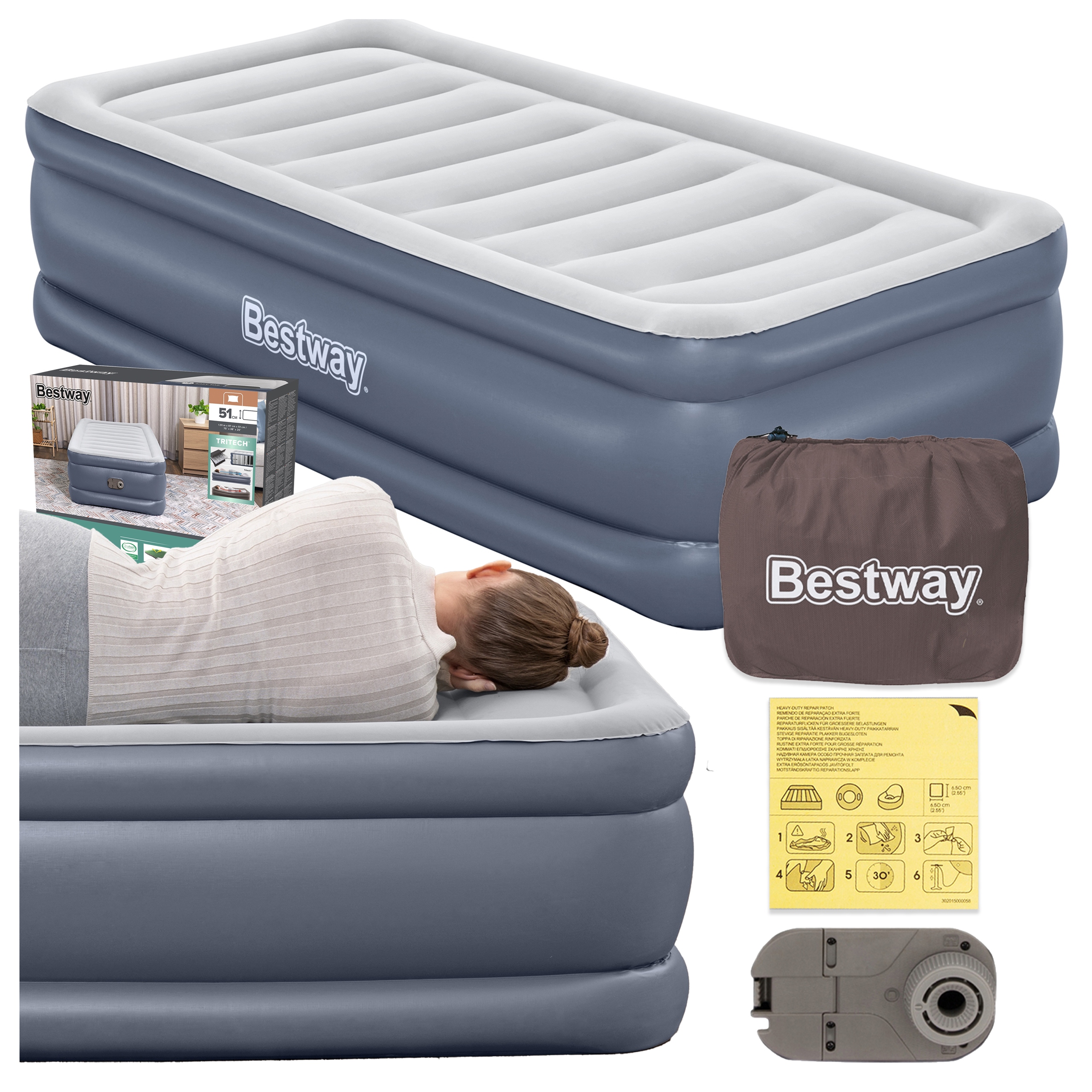 Matrace Jednolůžková S Pumpičkou 191x97x51 CM Tritech Bestway 6713G