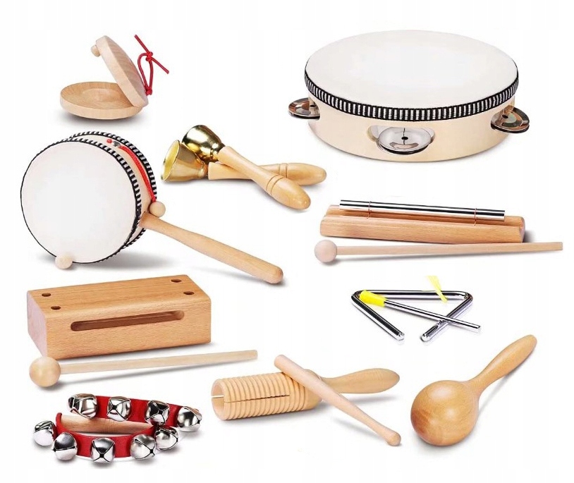 DREWNIANE INSTRUMENTY TORBA CYMBAŁKI ZESTAW XXL Wiek dziecka 3 lata +