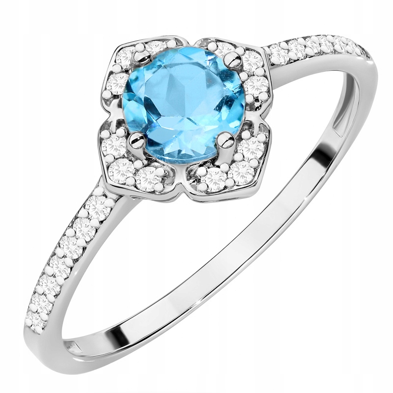 Zlatý Prstýnek pr. 585 14k s brilianty a topazem 0,50ct