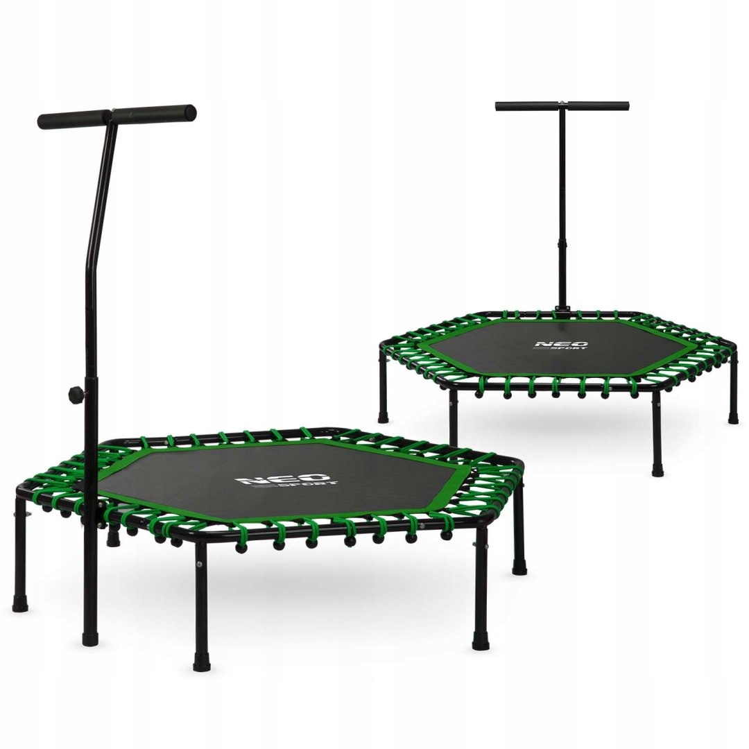 Fitness trampolína s držadlem 127 cm Neo-Sport šestihranná zelená