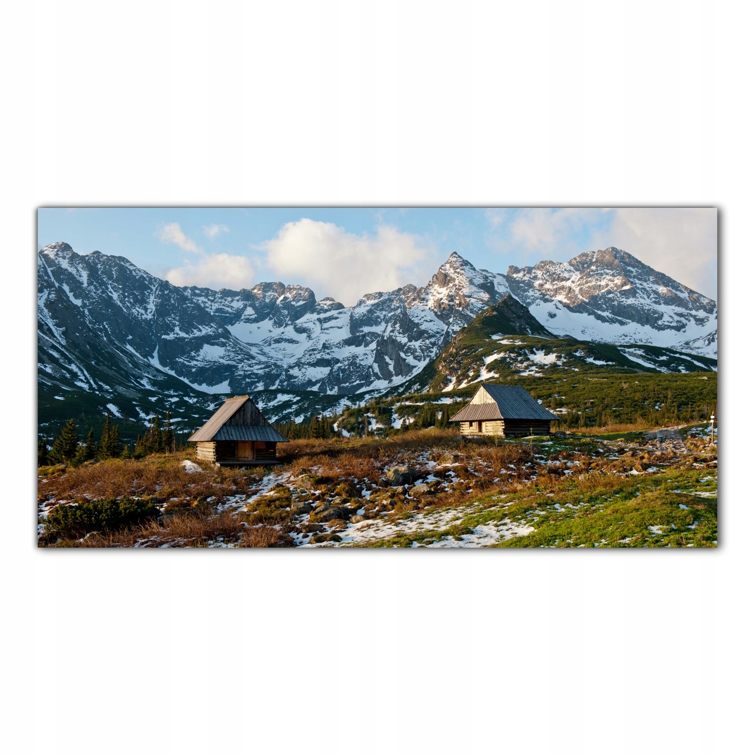 

Obraz Szklany Foto-obraz Domy Góry Śnieg 140x70