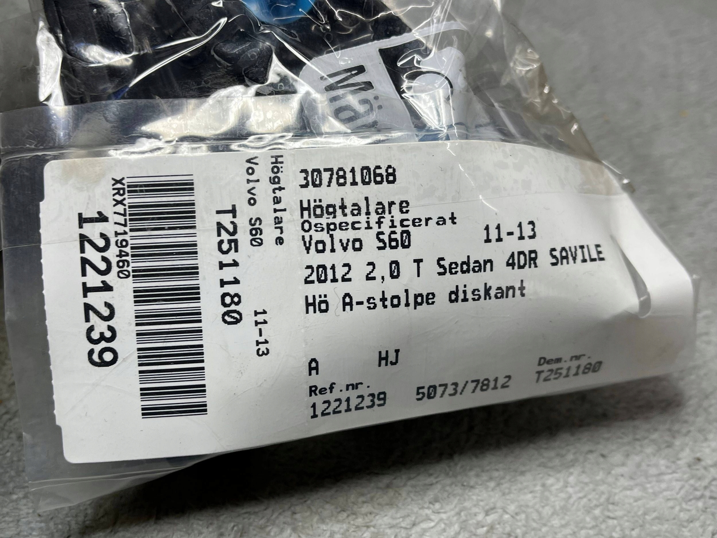 speaker door przednich Volvo V60 30781068